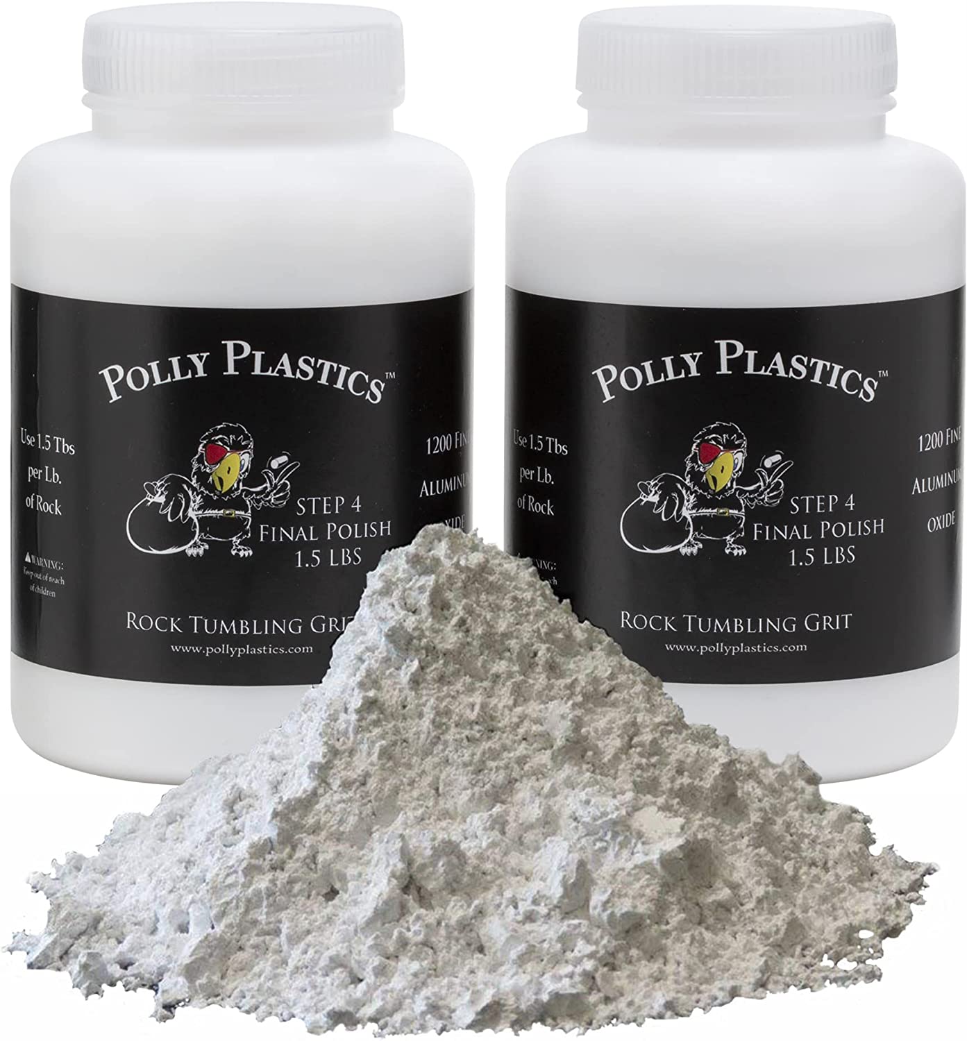 Polly Plastics Rock Tumbler Grit Refill, Final Polish 1200 Fine Aluminum  Oxide, Stage 4 for Tumbling Stones (2 pack) (3 lb.)